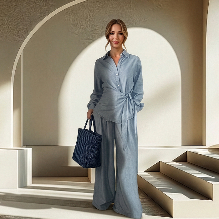 سيت - بنطلون وبلوزة كتان بارد