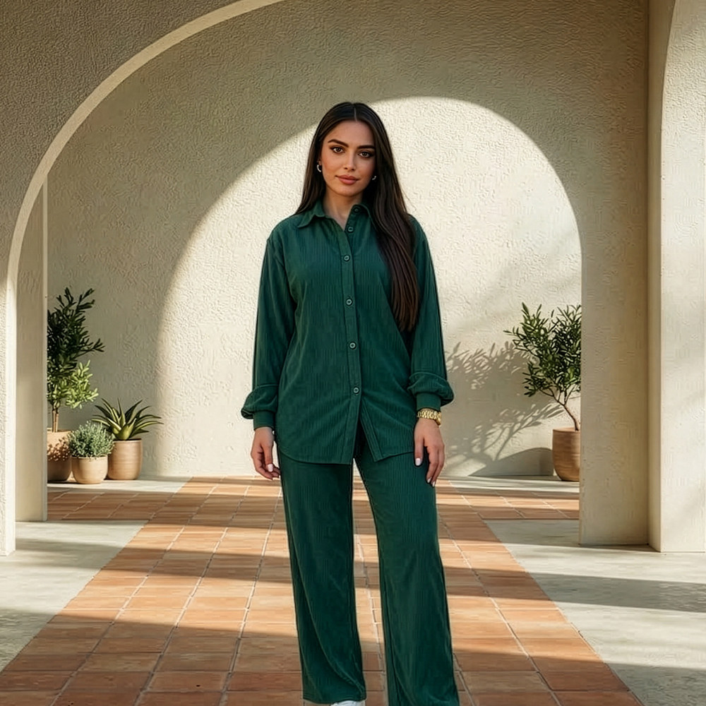 سوت من قماش كورشيه وسهل التنسيق يمكنك تنسيق الطقم كامال أو تنسيق كل قطعة علي حده