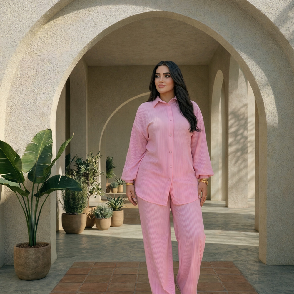 سوت من قماش كورشيه وسهل التنسيق يمكنك تنسيق الطقم كامال أو تنسيق كل قطعة علي حده